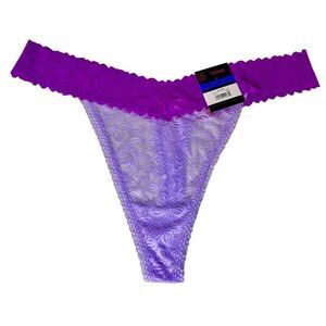 NWT No Boundaries NOBO Purple/Lilac Floral Lace  V Thong Panties Size 3XL